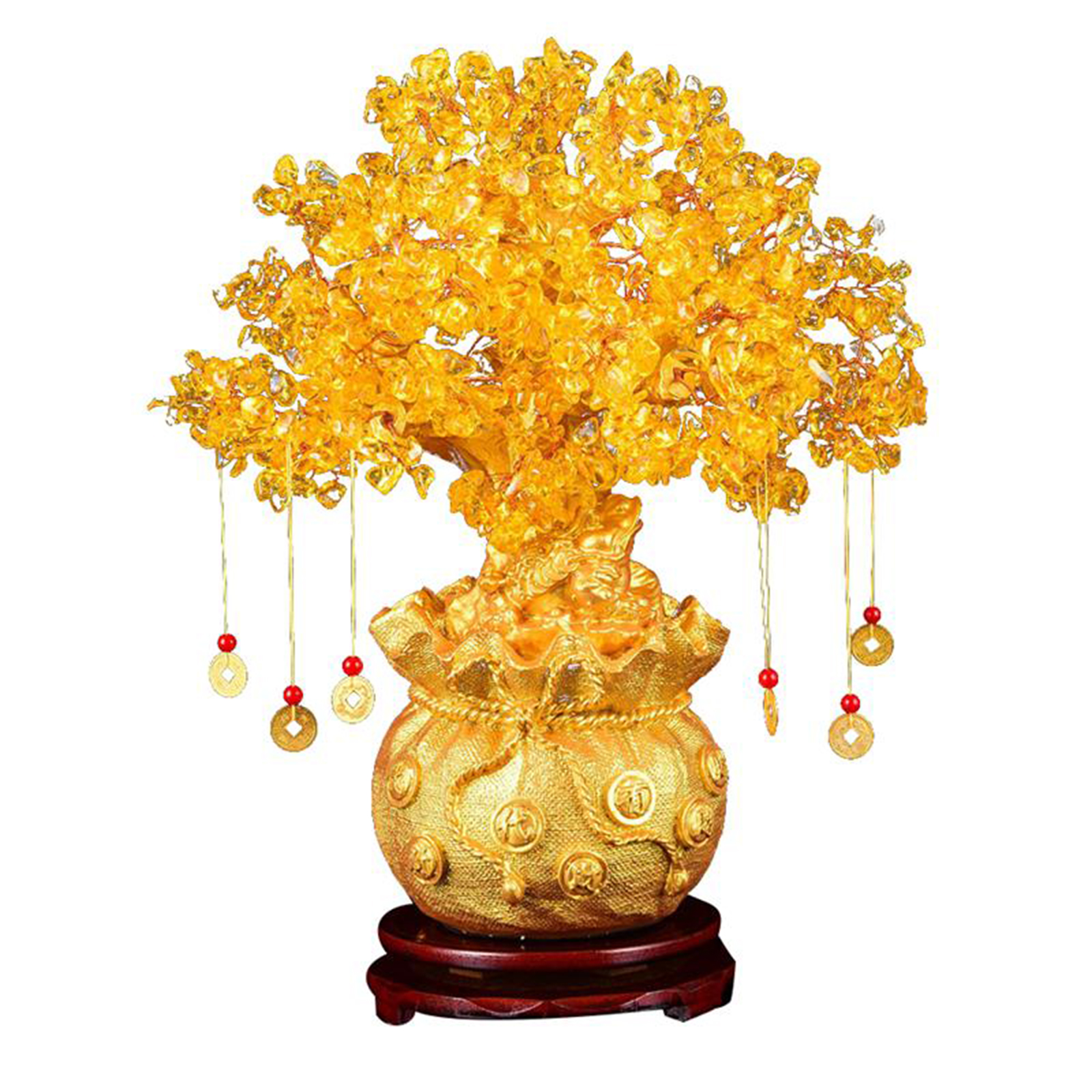Feng Shui Lemon Quartz Crystal Money Tree Bonsai Style Luck Wealth Decoration | eBay